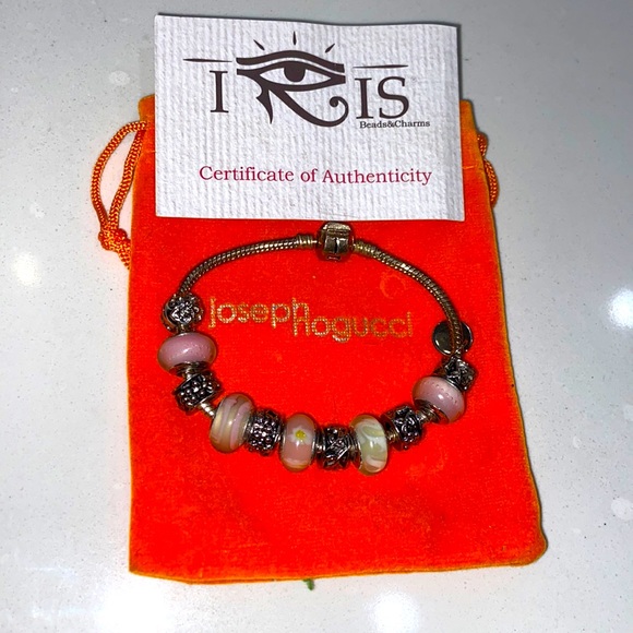 Iris by Joseph Nogucci Murano Glass And Silver bead Bracelet - Picture 3 of 8